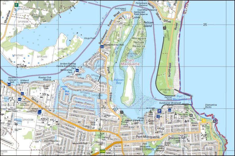 Port Macquarie 1-25,000 NSW Topographic Map Topogaphic Map - Maps ...