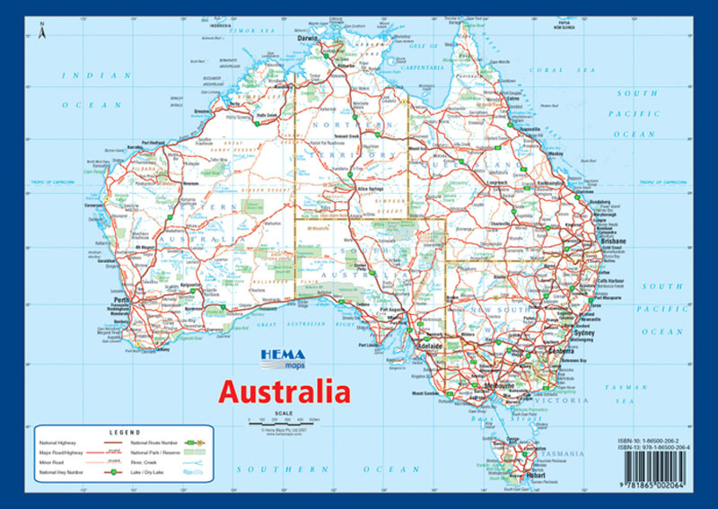 subtiel Afdaling Voor een dagje uit Australia A4 Map Hema - Maps, Books & Travel Guides