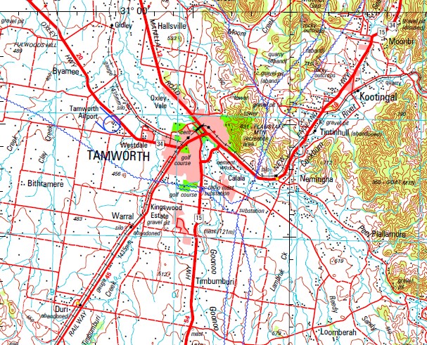 Tamworth 1 250 000 Topographic Map Maps Books Travel Guides   Tamworth 250 Sample 5 