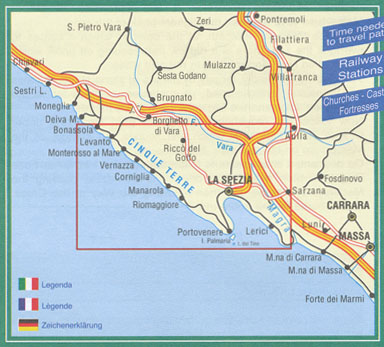 Cinque Terre Gulf of Spezia and Montemarcello Hiking Map - Maps, Books ...