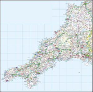 Cornwall Road Map A-Z Flat Poster - Maps, Books & Travel Guides