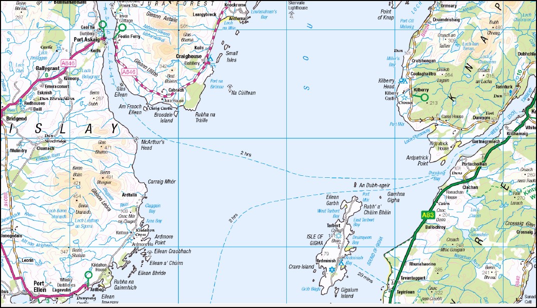 Isle of Islay and Western Isle of Arran Road Map Flat Maps, Books