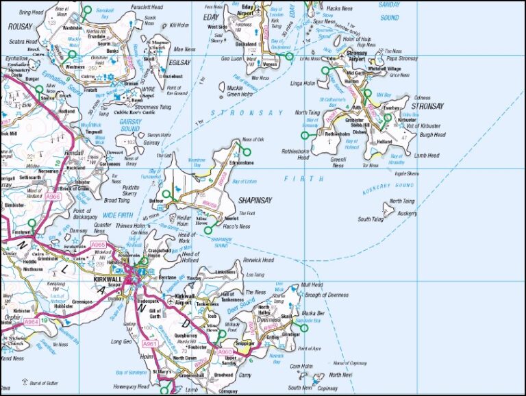 Orkney Islands Road Map Flat - Maps, Books & Travel Guides