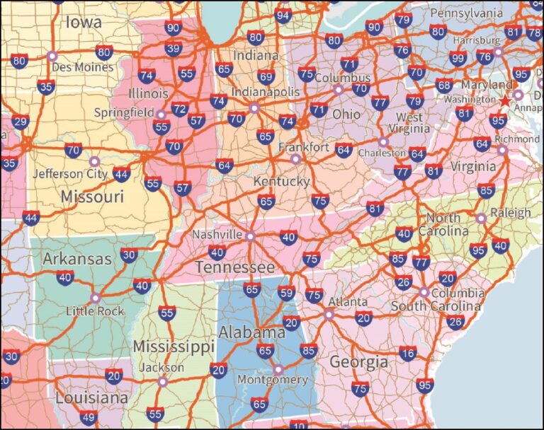 Usa Interstate Highways Map Flat Map Paper And Laminated Maps Books And Travel Guides 4876