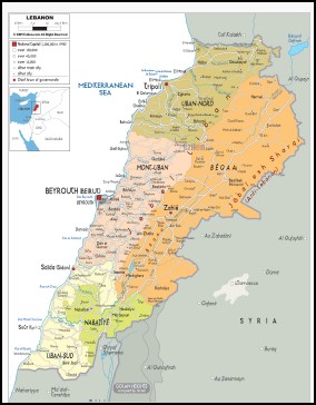 Lebanon Administrative Map Flat Poster - Maps, Books & Travel Guides