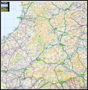 Mid Wales Brecon Beacons Road Map A-Z Flat Poster - Maps, Books ...