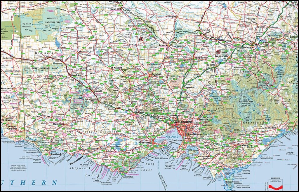 South East Australia Map Meridian Flat Laminated - Maps, Books & Travel